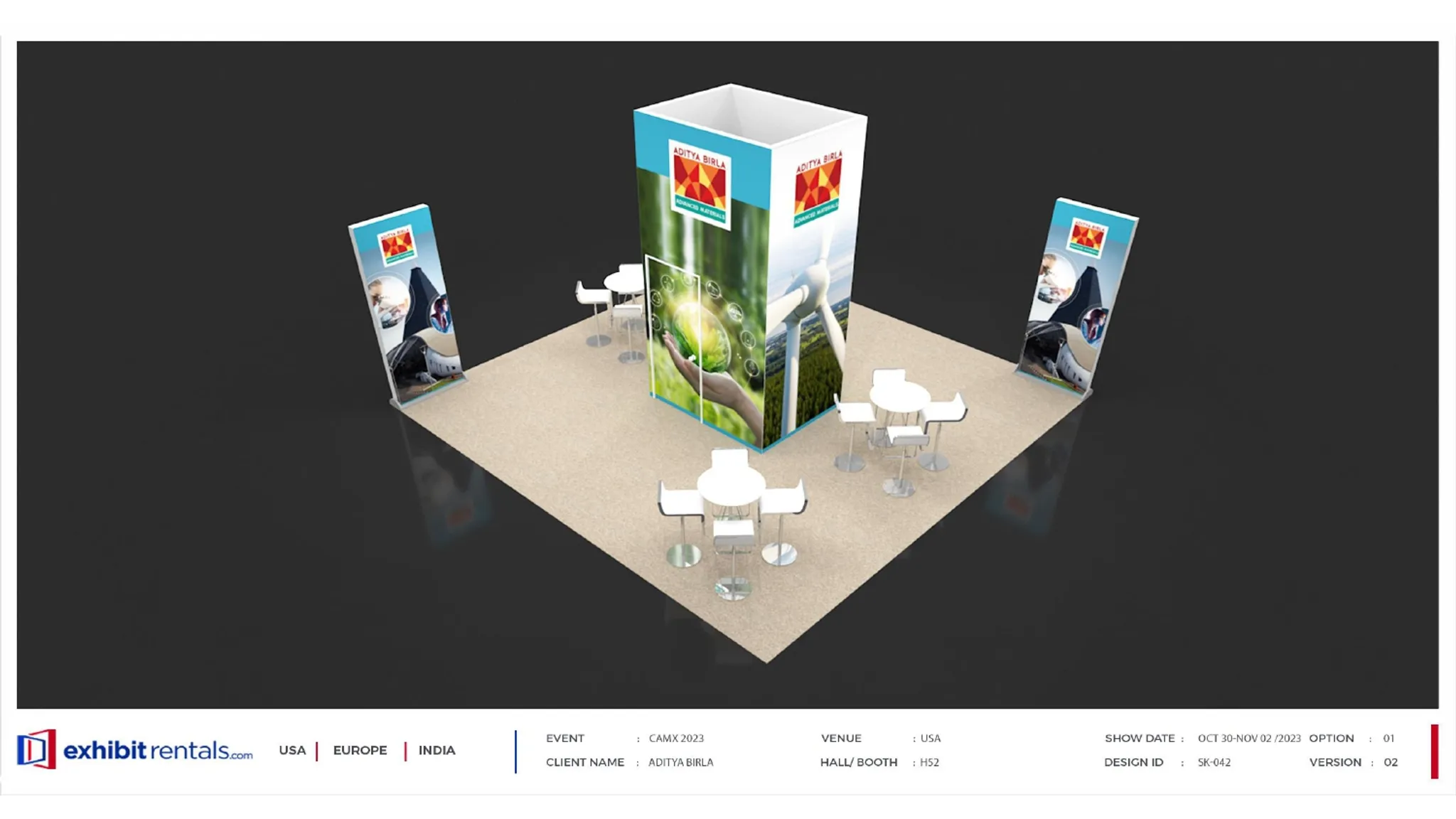 20x20 Island booth design by Exhibit-Rentals